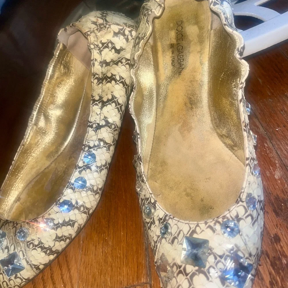 Authentic Dolce & Gabbana Snake Skin Ballet Flats - Picture 4 of 7